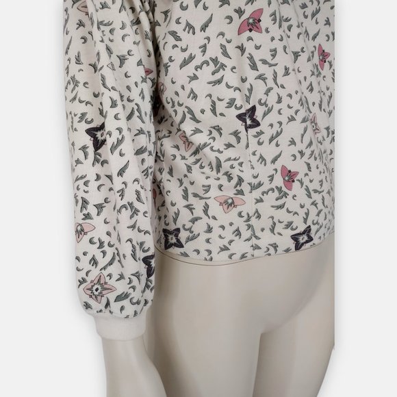 Vintage 1990s 62 East White Ditsy Print Mock Neck Knit Sweater - Picture 7 of 11